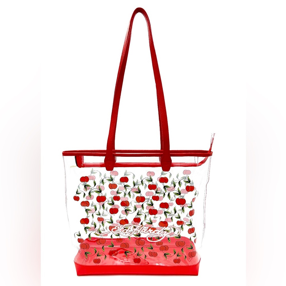 Bold & Playful Ed Hardy Cherry Tote Bag w/ Signature Tattoo Art